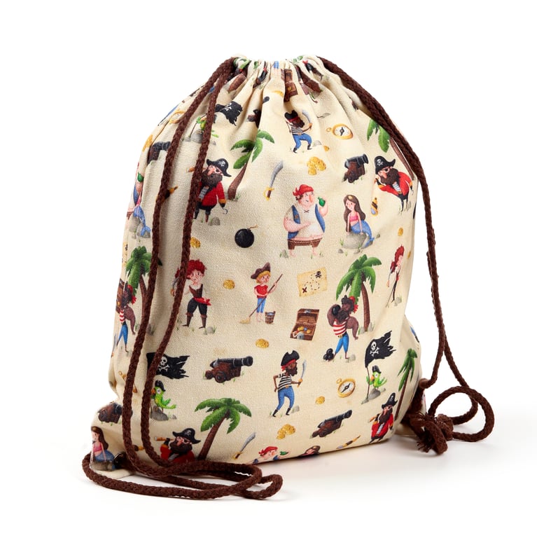 Pirate Jolly Rogers Canvas Drawstring Bag - Cotton Canvas Tote