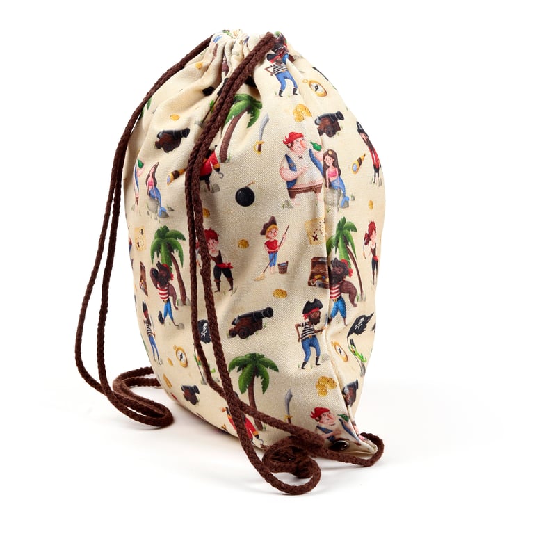 Pirate Jolly Rogers Canvas Drawstring Bag - Cotton Canvas Tote