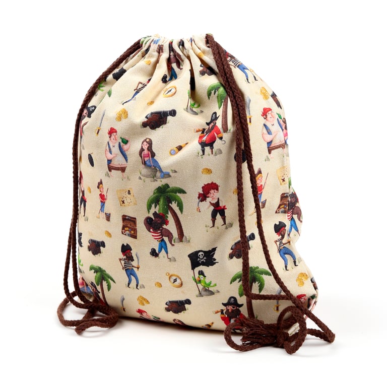 Pirate Jolly Rogers Canvas Drawstring Bag - Cotton Canvas Tote