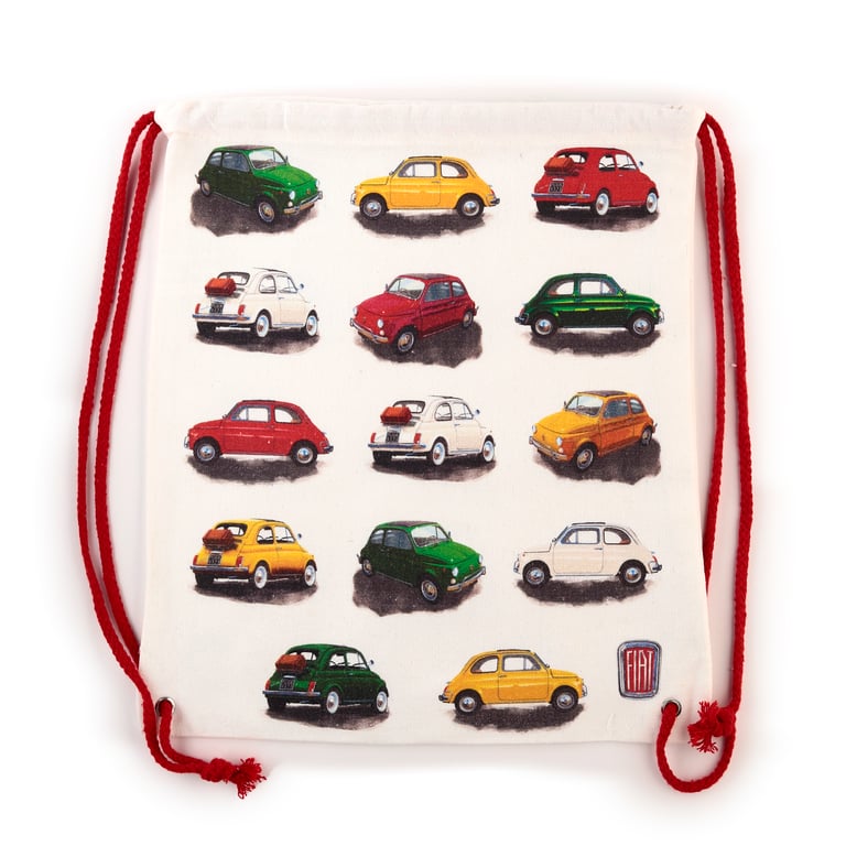 Drawstring Canvas Bag - Fiat 500 Repeat, Cotton, Wipe Clean Only