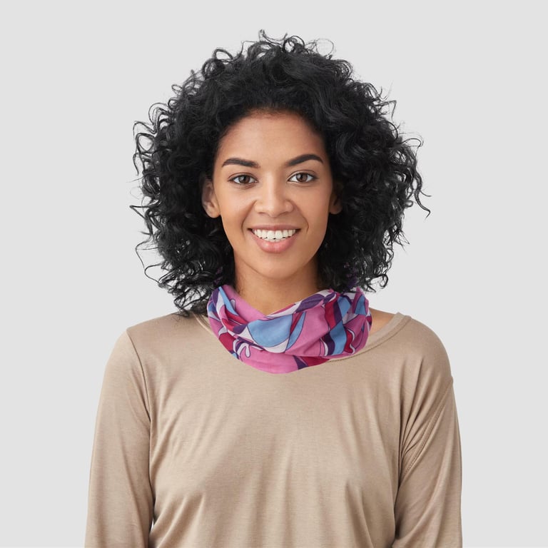 Pink Patterned Washable Polyester Neck Warmer Tube Scarf - Durable and Reusable