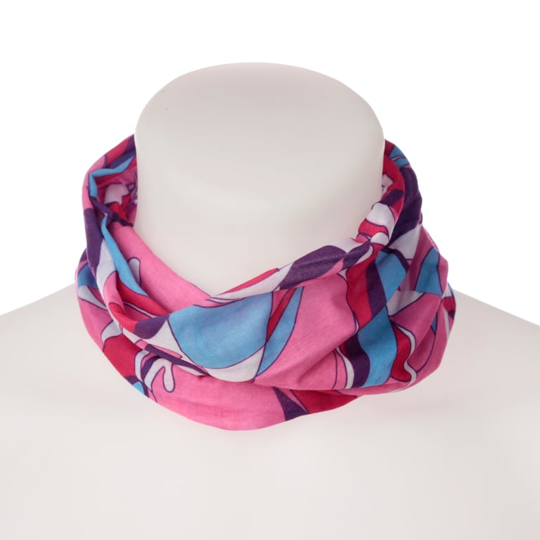 Pink Patterned Washable Polyester Neck Warmer Tube Scarf - Durable and Reusable