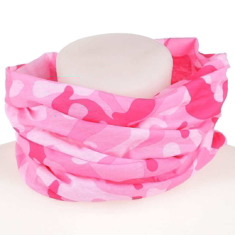 Pink Camouflage Neck Warmer Tube Scarf - 100 Washable Polyester
