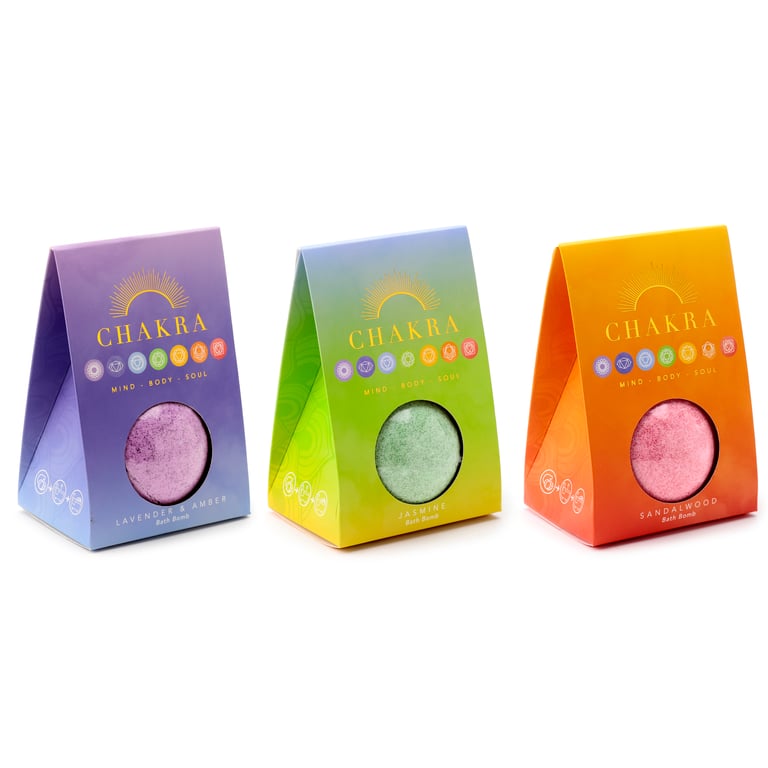 Vegan Chakra Bath Bomb - Cruelty Free & Palm Oil Free Lavender Relaxation