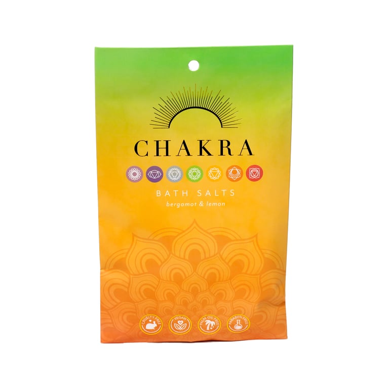Natural Chakra Bath Salt Set - 4 Essential Oil Fragrances, Vegan & Palm Oil Free