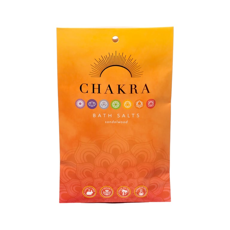 Natural Chakra Bath Salt Set - 4 Essential Oil Fragrances, Vegan & Palm Oil Free