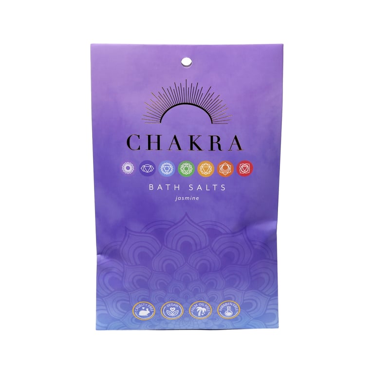 Natural Chakra Bath Salt Set - 4 Essential Oil Fragrances, Vegan & Palm Oil Free