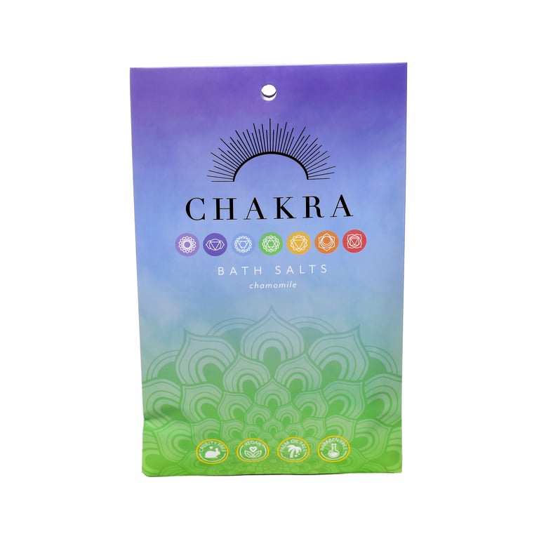 Natural Chakra Bath Salt Set - 4 Essential Oil Fragrances, Vegan & Palm Oil Free