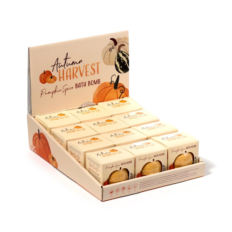 Handmade Autumn Harvest Pumpkin Bath Bomb - Cruelty Free, Vegan, Palm Oil & Gluten Free