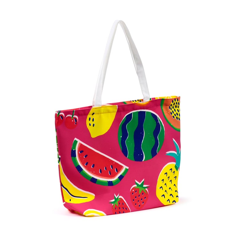 Polyester Summer Fruits Beach Bag - Wipe Clean & Durable Polyester Construction