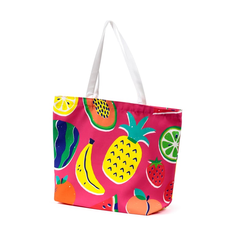 Polyester Summer Fruits Beach Bag - Wipe Clean & Durable Polyester Construction