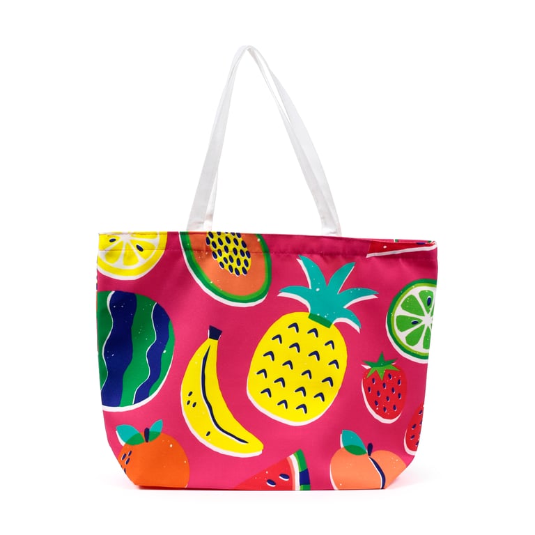 Polyester Summer Fruits Beach Bag - Wipe Clean & Durable Polyester Construction