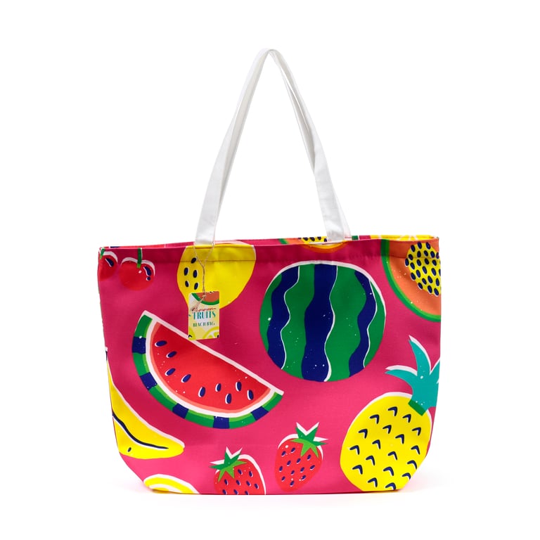 Polyester Summer Fruits Beach Bag - Wipe Clean & Durable Polyester Construction