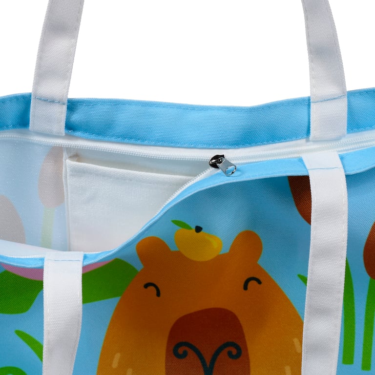 Polyester Beach Bag - Capybara Chillin 100 Polyester, Easy Wipe Clean Outdoor Tote Bag