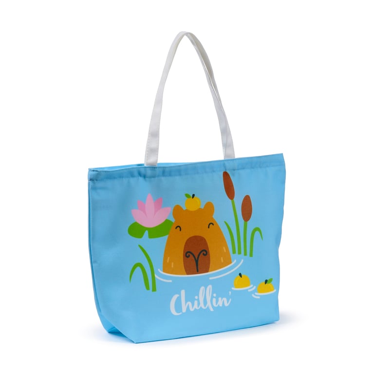 Polyester Beach Bag - Capybara Chillin 100 Polyester, Easy Wipe Clean Outdoor Tote Bag