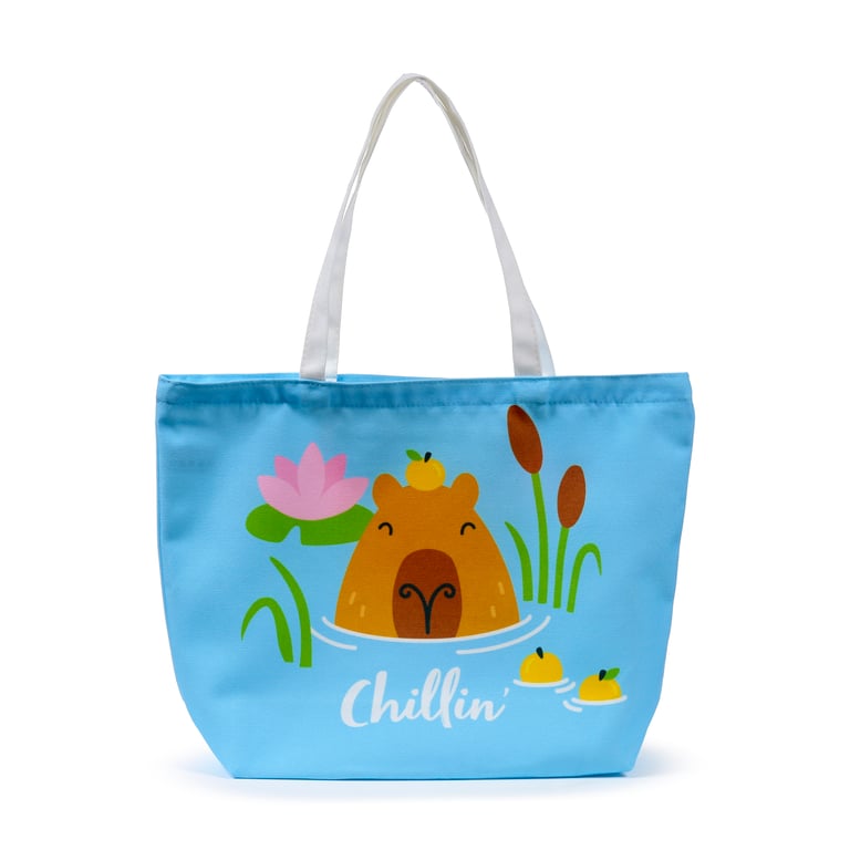 Polyester Beach Bag - Capybara Chillin 100 Polyester, Easy Wipe Clean Outdoor Tote Bag