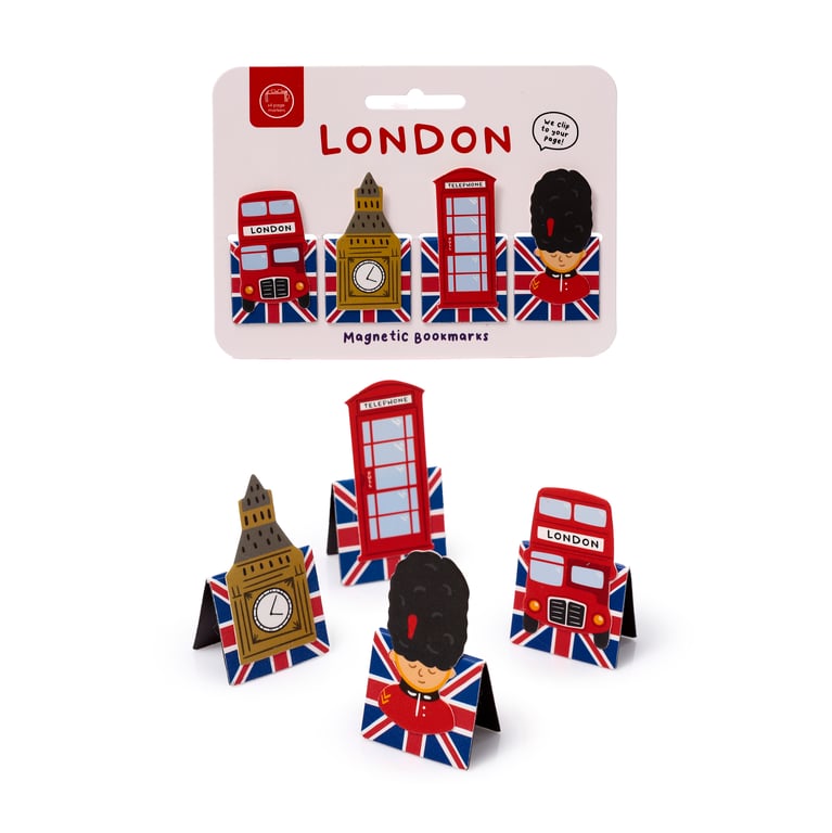 London Souvenir Magnetic Shaped Bookmark Set - Durable Metal and Paper Design
