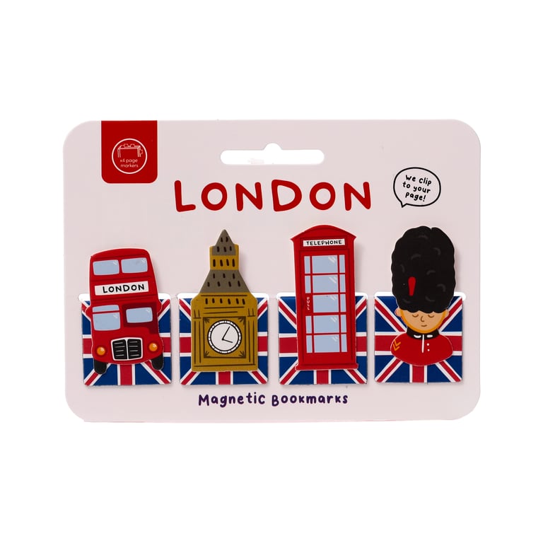London Souvenir Magnetic Shaped Bookmark Set - Durable Metal and Paper Design