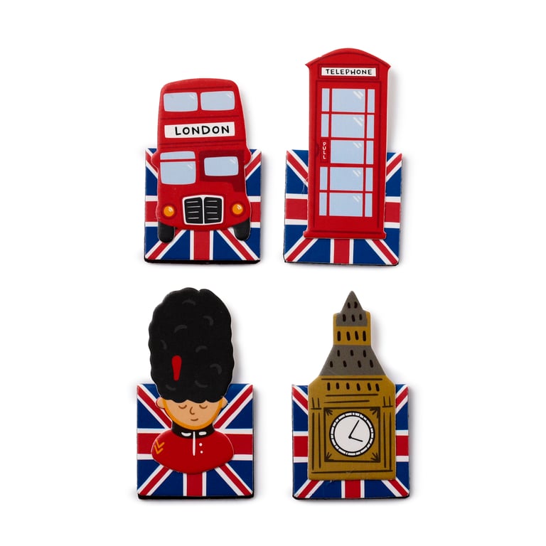 London Souvenir Magnetic Shaped Bookmark Set - Durable Metal and Paper Design