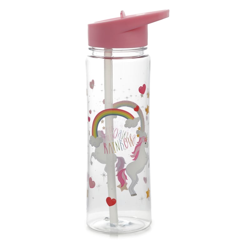 Enchanted Rainbows Unicorn Reusable Shatterproof 550ml Water Bottle - BPA Free & Flip Straw