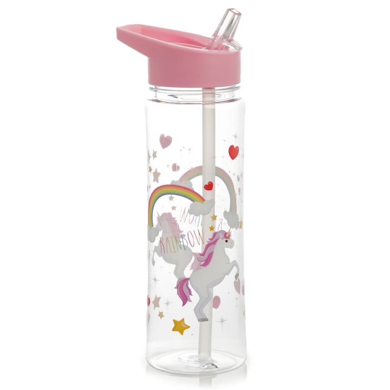 Enchanted Rainbows Unicorn Reusable Shatterproof 550ml Water Bottle - BPA Free & Flip Straw