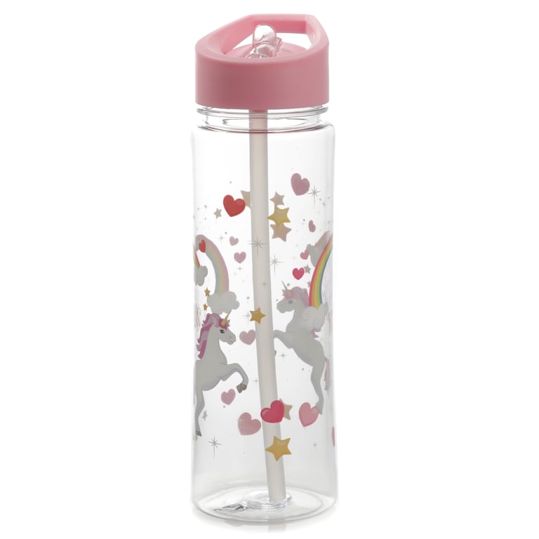 Enchanted Rainbows Unicorn Reusable Shatterproof 550ml Water Bottle - BPA Free & Flip Straw