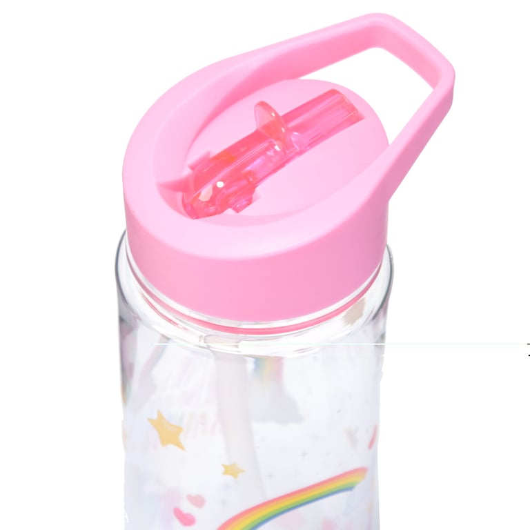 Enchanted Rainbows Unicorn Reusable Shatterproof 550ml Water Bottle - BPA Free & Flip Straw