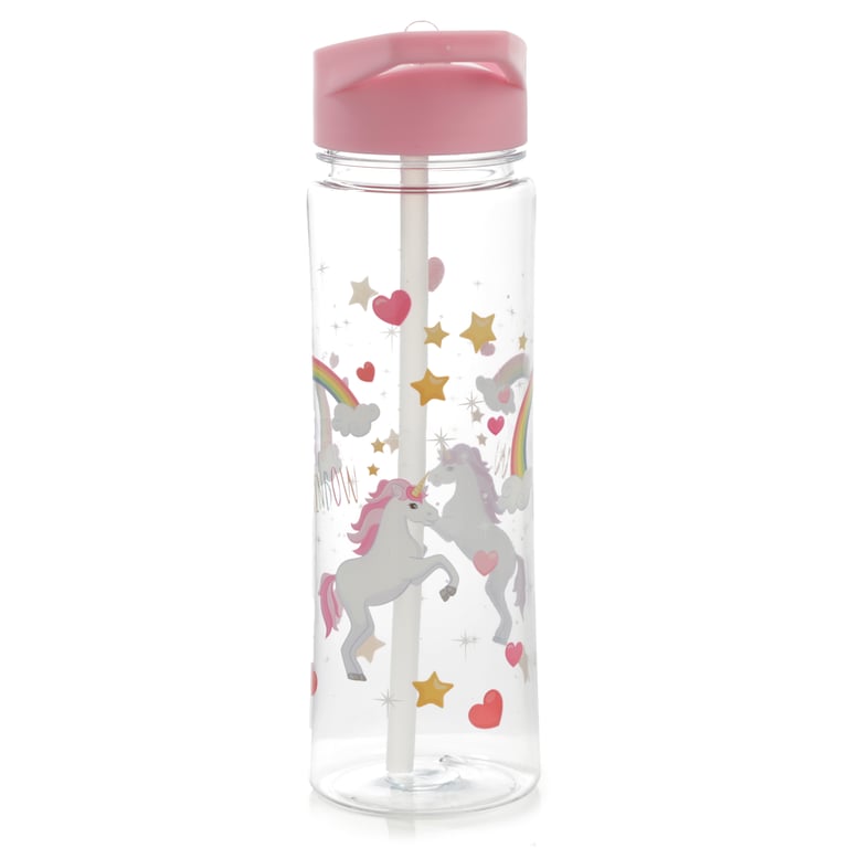 Enchanted Rainbows Unicorn Reusable Shatterproof 550ml Water Bottle - BPA Free & Flip Straw