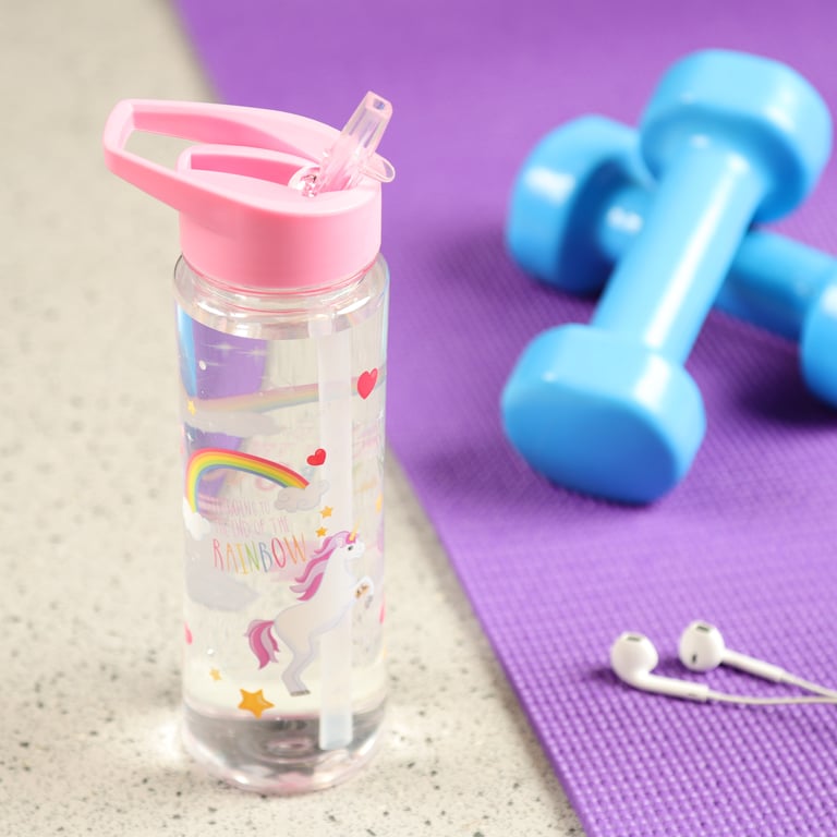 Enchanted Rainbows Unicorn Reusable Shatterproof 550ml Water Bottle - BPA Free & Flip Straw
