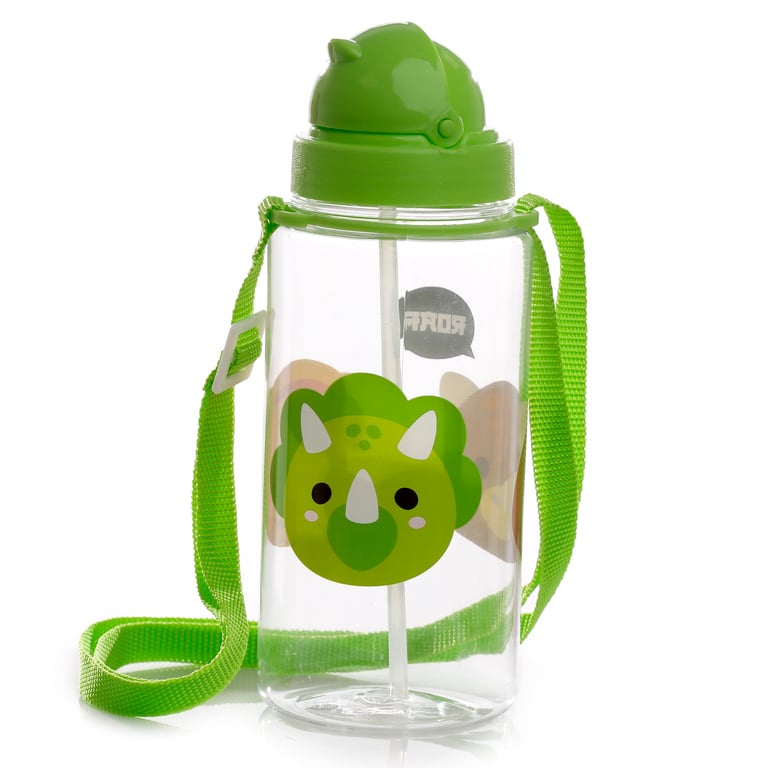 Adoramals Dinosaur 450ml BPA Free Flip Straw Reusable Water Bottle for Kids