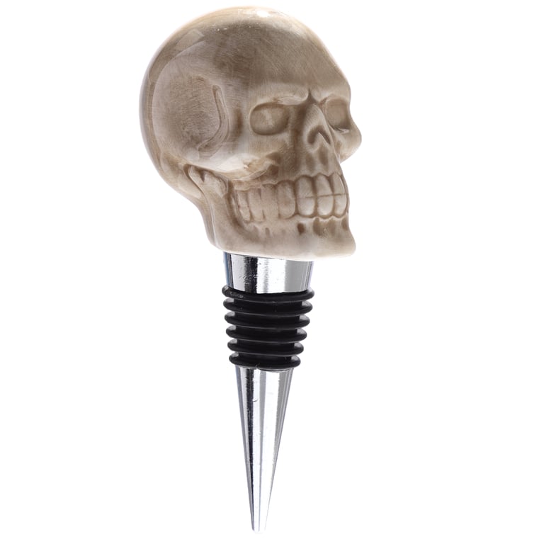 Dolomite Ceramic Skull Bottle Stopper - Unique Home Decor Accessory