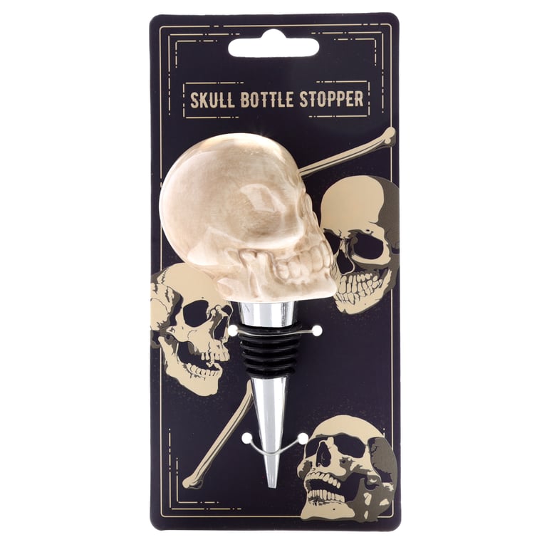 Dolomite Ceramic Skull Bottle Stopper - Unique Home Decor Accessory