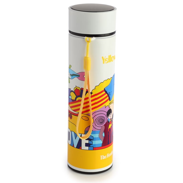 Reusable Insulated Digital Thermometer Bottle - Yellow Submarine, 450ml BPA Free Stainless Steel Water Bottle