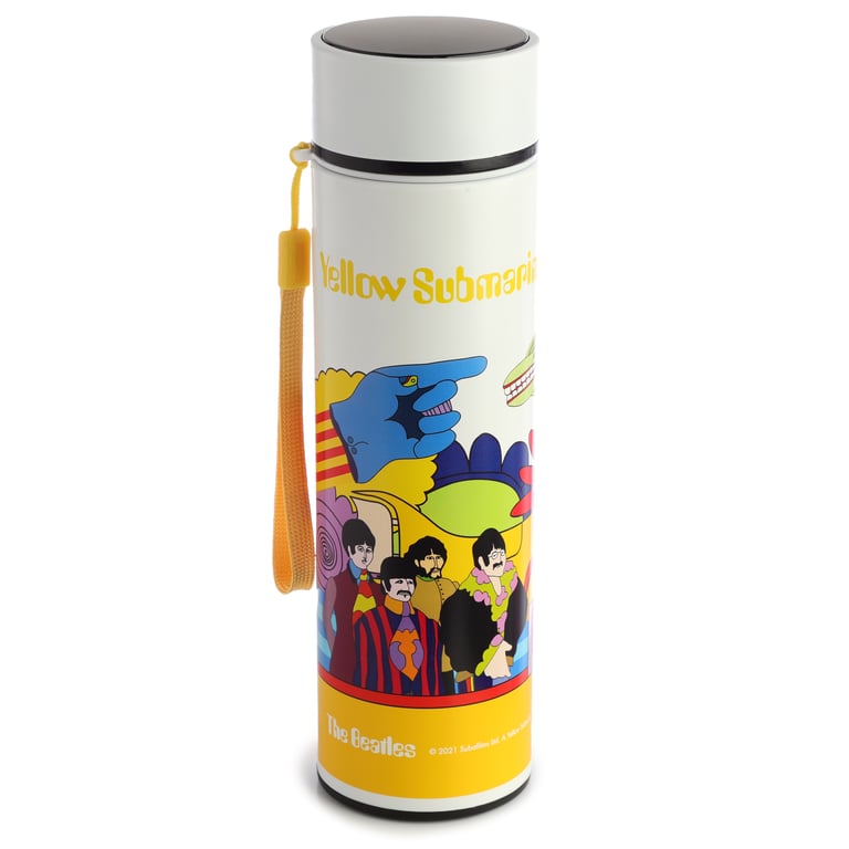 Reusable Insulated Digital Thermometer Bottle - Yellow Submarine, 450ml BPA Free Stainless Steel Water Bottle
