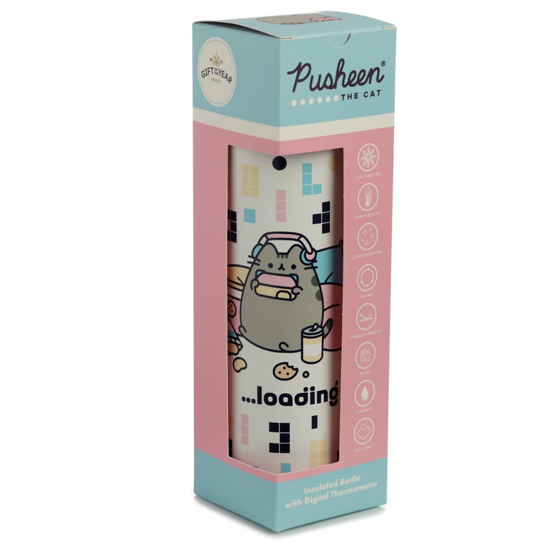 Pusheen Gaming Insulated Reusable Drinks Bottle with Digital Thermometer