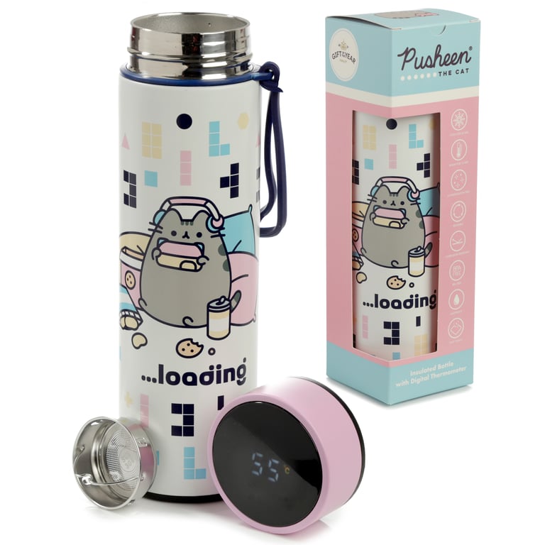 Pusheen Gaming Insulated Reusable Drinks Bottle with Digital Thermometer