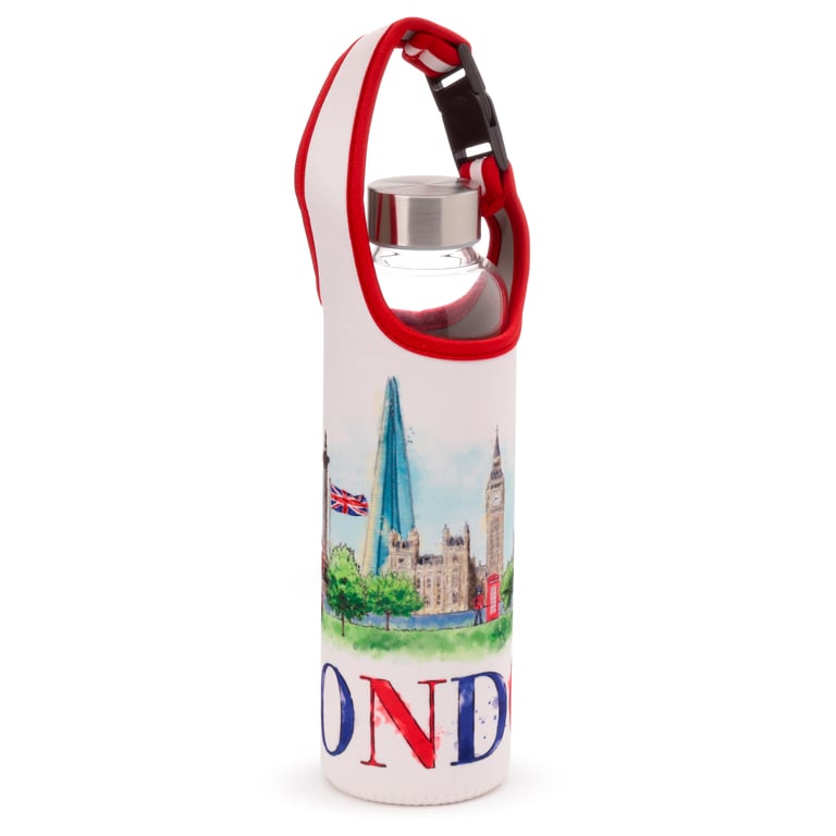 500ml Reusable Glass Water Bottle - BPA Free & Food Safe with Neoprene Sleeve