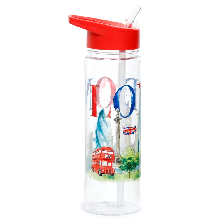 London Tour Reusable Flip Straw Water Bottle 550ml BPA Free