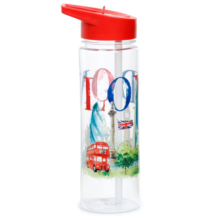 London Tour Reusable Flip Straw Water Bottle 550ml BPA Free