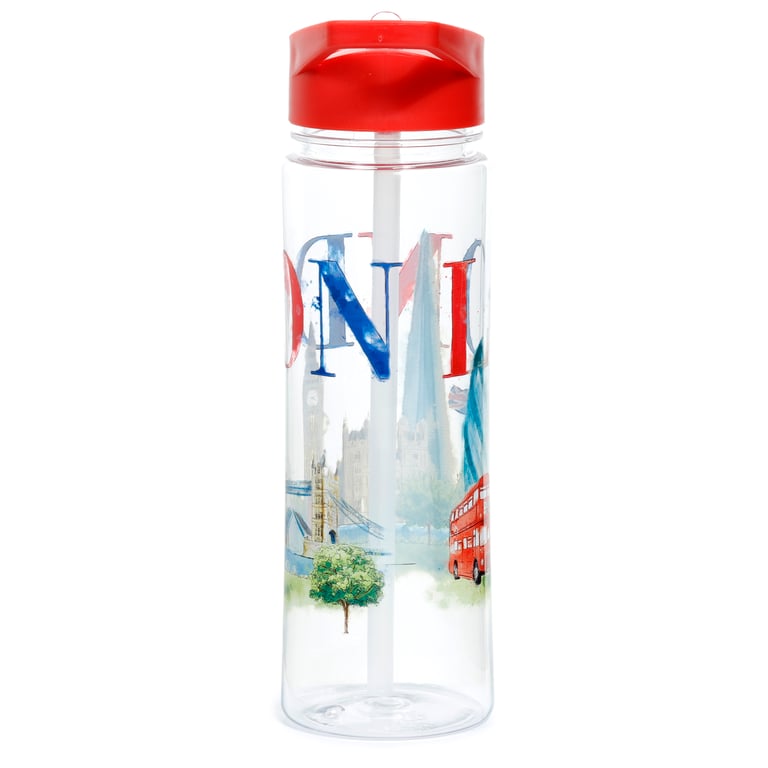 London Tour Reusable Flip Straw Water Bottle 550ml BPA Free