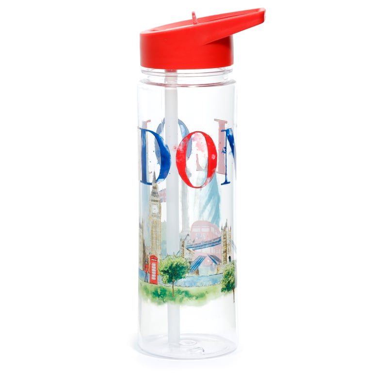London Tour Reusable Flip Straw Water Bottle 550ml BPA Free