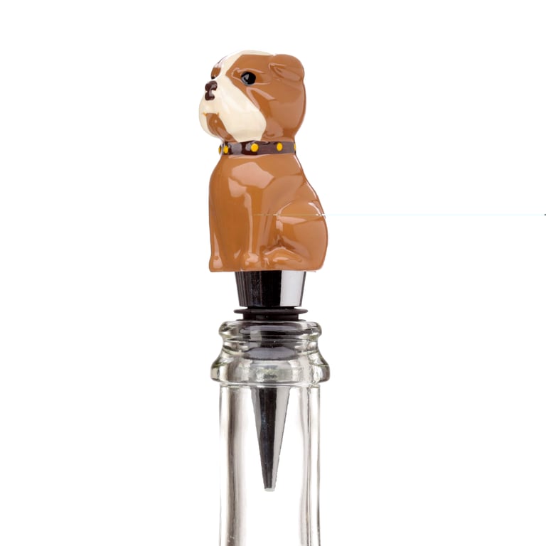 British Bulldog Resin Metal Rubber Bottle Stopper - Novel Home Decor Accessory