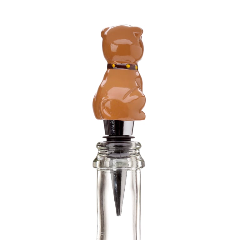 British Bulldog Resin Metal Rubber Bottle Stopper - Novel Home Decor Accessory