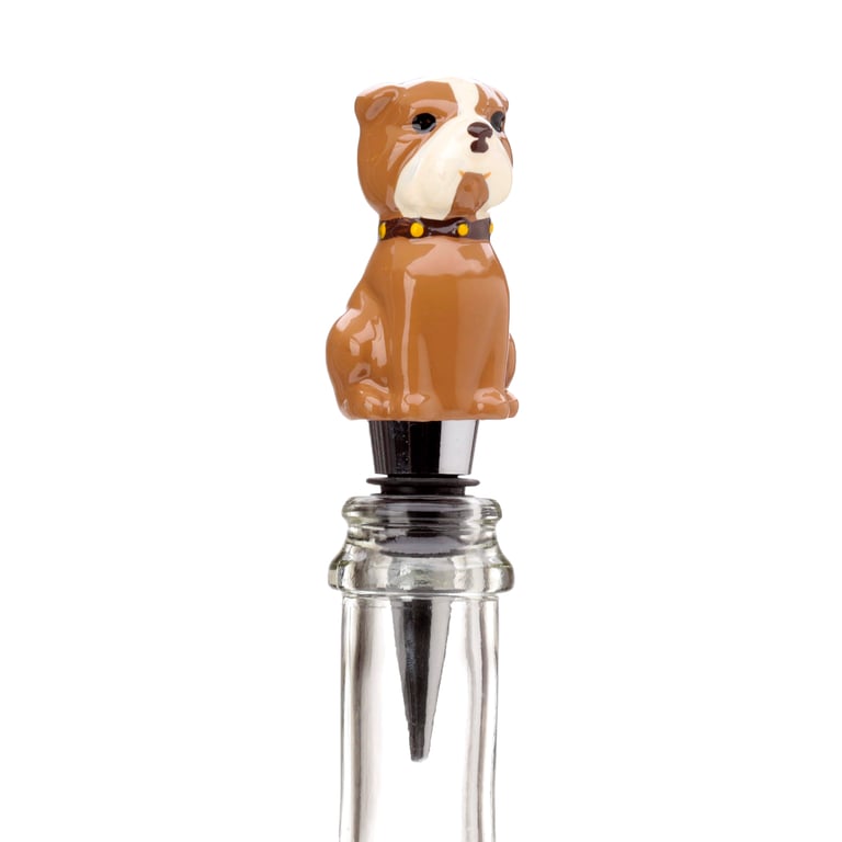 British Bulldog Resin Metal Rubber Bottle Stopper - Novel Home Decor Accessory