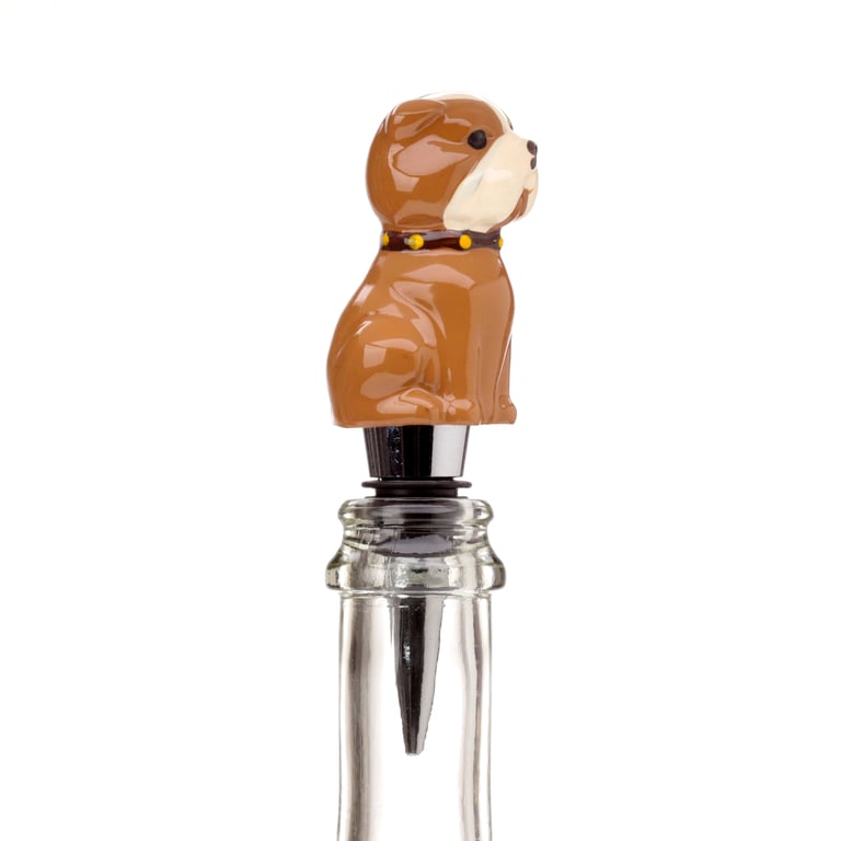 British Bulldog Resin Metal Rubber Bottle Stopper - Novel Home Decor Accessory
