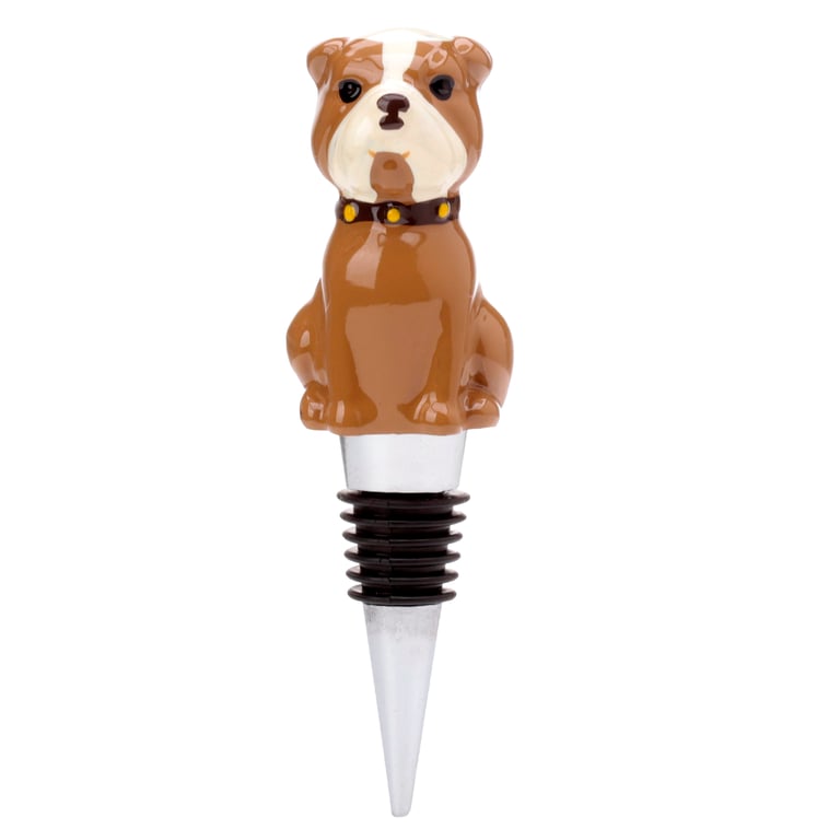 British Bulldog Resin Metal Rubber Bottle Stopper - Novel Home Decor Accessory