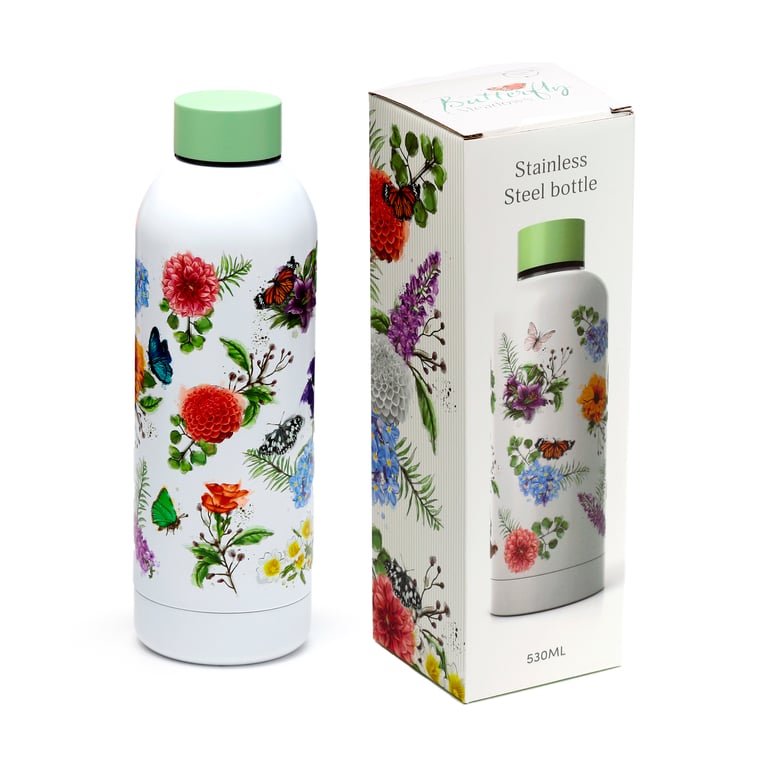 Reusable Insulated Stainless Steel Drinks Bottle 530ml - Butterfly Meadows