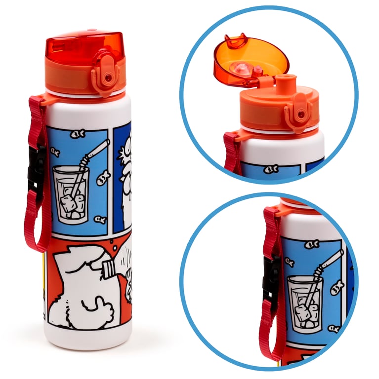 Simon s Cat 600ml Shatterproof Pop Top Water Bottle with Silicone Seal and BPA Free Polypropylene Body