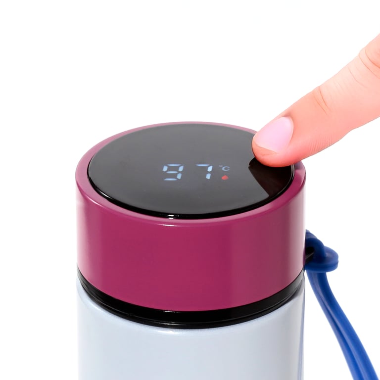 Minecraft Axolotl Reusable Insulated Digital Thermometer Bottle - 450ml BPA Free Stainless Steel