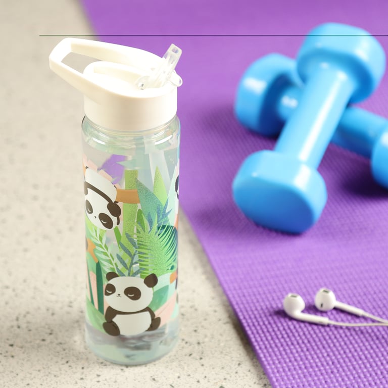 Polypropylene Reusable Water Bottle 550ml - Flip Straw Design, BPA Free and Food Safe